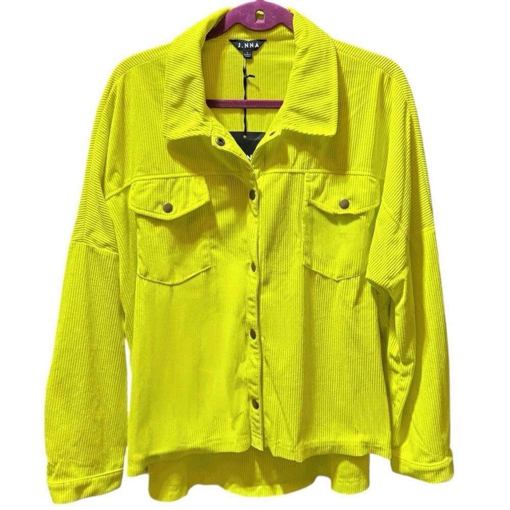 J.NNA Chartreuse Corded Snap Down High Low Shacket – Size Large NWT - Picture 10 of 16
